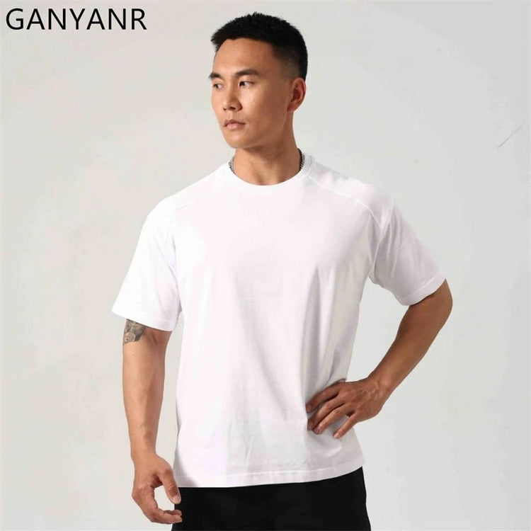 GANYANR Active Wear Men Running T-shirt Fitness Sportswear Short Sleeve Gym Bodybuilding Sports Jogging Training Yoga Dry Fit from NAPSA -