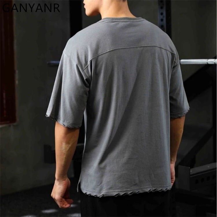 GANYANR Active Wear Men Running T-shirt Fitness Sportswear Short Sleeve Gym Bodybuilding Sports Jogging Training Yoga Dry Fit from NAPSA -