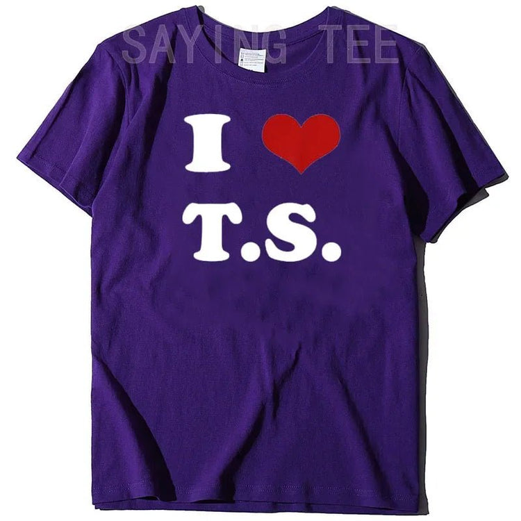 I Love TS T-Shirt Funny Letters Printed Graphic Tee Tops Summer Fashion Short Sleeve Blouses Gifts Cool Street I - Heart - TS Outfit from NAPSA -
