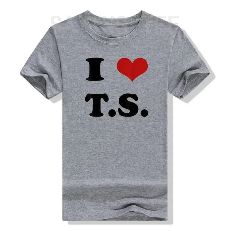 I Love TS T-Shirt Funny Letters Printed Graphic Tee Tops Summer Fashion Short Sleeve Blouses Gifts Cool Street I - Heart - TS Outfit from NAPSA -