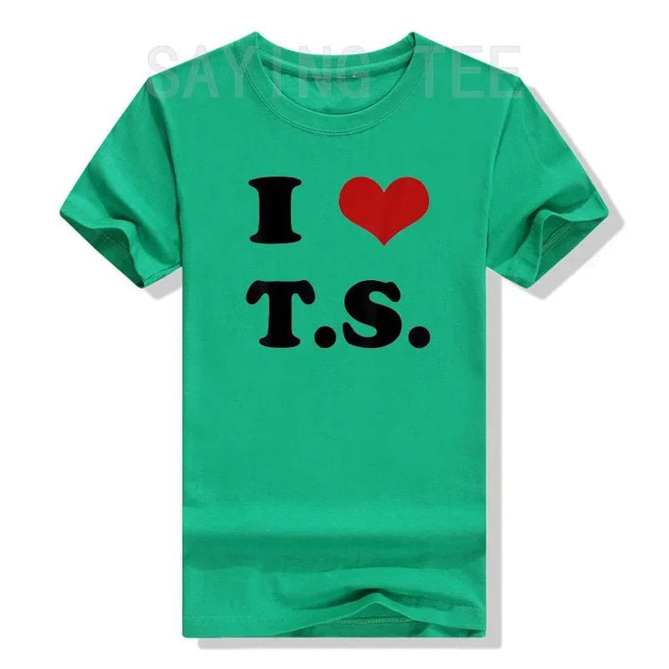 I Love TS T-Shirt Funny Letters Printed Graphic Tee Tops Summer Fashion Short Sleeve Blouses Gifts Cool Street I - Heart - TS Outfit from NAPSA -