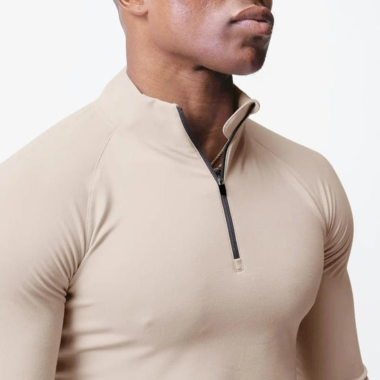 Active Sports Fit Long Sleeve T Shirt for Men Quick Drying Gym Tee Top Slim Muscle Fit Solid Color Beige Black Grey Coffee from NAPSA - 