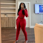 Active Wear Women 2 Piece Pants Set Long Sleeve Slim Fit Sport Yoga Plain Outfits Autumn Winter Fitness Two Piece Matching Set from NAPSA - 