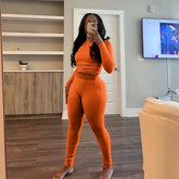 Active Wear Women 2 Piece Pants Set Long Sleeve Slim Fit Sport Yoga Plain Outfits Autumn Winter Fitness Two Piece Matching Set from NAPSA - 