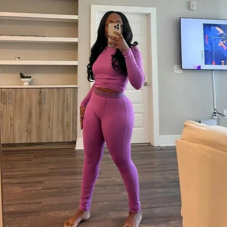 Active Wear Women 2 Piece Pants Set Long Sleeve Slim Fit Sport Yoga Plain Outfits Autumn Winter Fitness Two Piece Matching Set from NAPSA - 
