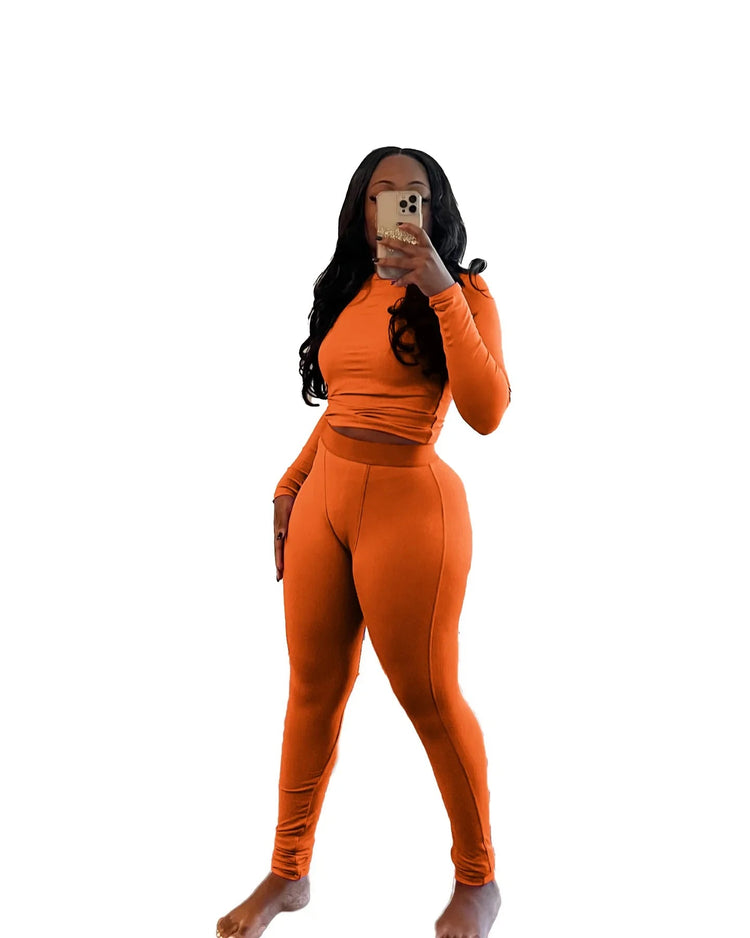 Active Wear Women 2 Piece Pants Set Long Sleeve Slim Fit Sport Yoga Plain Outfits Autumn Winter Fitness Two Piece Matching Set from NAPSA - 