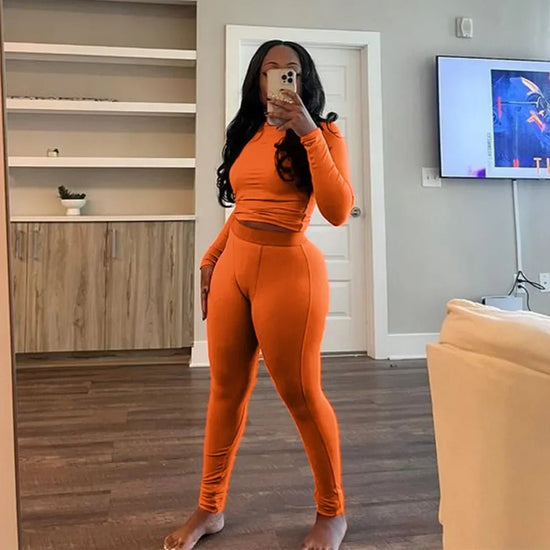 Active Wear Women 2 Piece Pants Set Long Sleeve Slim Fit Sport Yoga Plain Outfits Autumn Winter Fitness Two Piece Matching Set from NAPSA - 