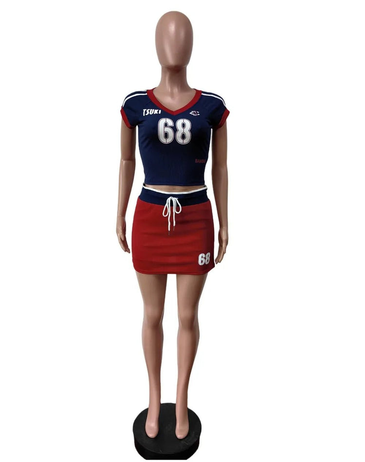 Active Wear Women 2 Piece Set Letter Print Short Sleeve Tops Shorts Skirt Outfits Spring Summer Sport Fitness Two Piece Sets from NAPSA - 