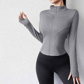 Activewear Gym Jacket Quick Dry Womens Yoga Wear High Elasticity Breathable Long Zipper Sports Fitness Top from NAPSA - 