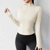 Activewear Gym Jacket Quick Dry Womens Yoga Wear High Elasticity Breathable Long Zipper Sports Fitness Top from NAPSA - 