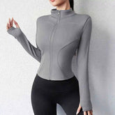 Activewear Gym Jacket Quick Dry Womens Yoga Wear High Elasticity Breathable Long Zipper Sports Fitness Top from NAPSA - 