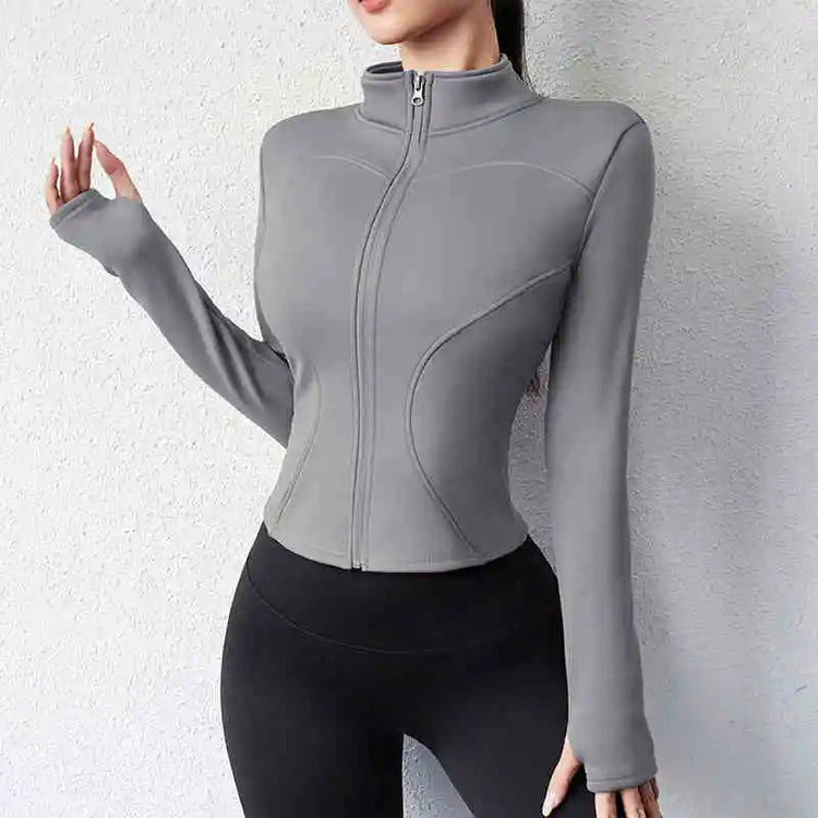 Activewear Gym Jacket Quick Dry Womens Yoga Wear High Elasticity Breathable Long Zipper Sports Fitness Top from NAPSA - 