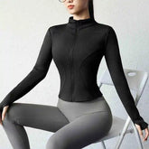 Activewear Gym Jacket Quick Dry Womens Yoga Wear High Elasticity Breathable Long Zipper Sports Fitness Top from NAPSA - 