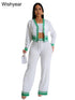Casual Active Wear Knitted Tracksuit Women 3 Piece Set Sporty Fitness Striped Top + Bra+ Wide Leg Pants Outfits Jogging Femme from NAPSA - 