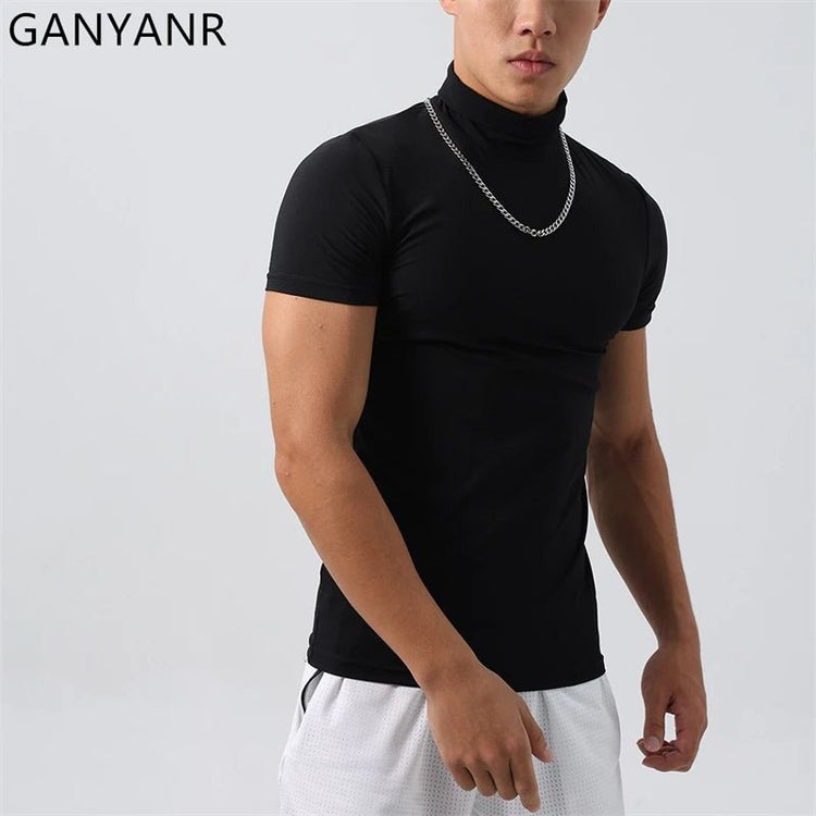 GANYANR Active Wear Men Running T-shirt Fitness Sportswear Short Sleeve Gym Bodybuilding Sports Jogging Training Yoga Dry Fit from NAPSA - 