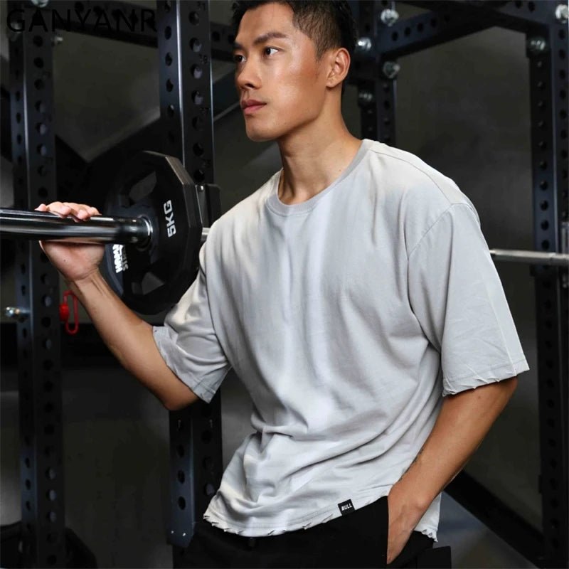 GANYANR Active Wear Men Running T-shirt Fitness Sportswear Short Sleeve Gym Bodybuilding Sports Jogging Training Yoga Dry Fit from NAPSA - 