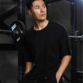 GANYANR Active Wear Men Running T-shirt Fitness Sportswear Short Sleeve Gym Bodybuilding Sports Jogging Training Yoga Dry Fit from NAPSA - 