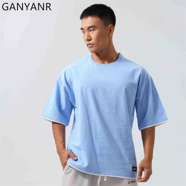 GANYANR Active Wear Men Running T-shirt Fitness Sportswear Short Sleeve Gym Bodybuilding Sports Jogging Training Yoga Dry Fit from NAPSA - 