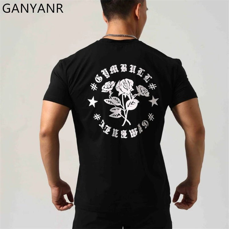 GANYANR Active Wear Men Running T-shirt Fitness Sportswear Short Sleeve Gym Bodybuilding Sports Jogging Training Yoga Dry Fit from NAPSA - 