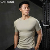 GANYANR Active Wear Men Running T-shirt Fitness Sportswear Short Sleeve Gym Bodybuilding Sports Jogging Training Yoga Dry Fit from NAPSA - 