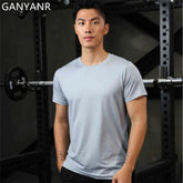 GANYANR Active Wear Men Running T-shirt Fitness Sportswear Short Sleeve Gym Bodybuilding Sports Jogging Training Yoga Dry Fit from NAPSA - 