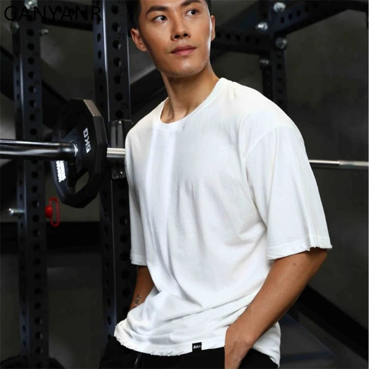 GANYANR Active Wear Men Running T-shirt Fitness Sportswear Short Sleeve Gym Bodybuilding Sports Jogging Training Yoga Dry Fit from NAPSA - 