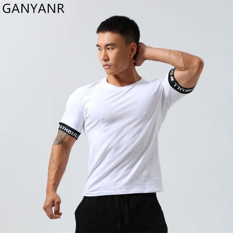 GANYANR Active Wear Men Running T-shirt Fitness Sportswear Short Sleeve Gym Bodybuilding Sports Jogging Training Yoga Dry Fit from NAPSA - 