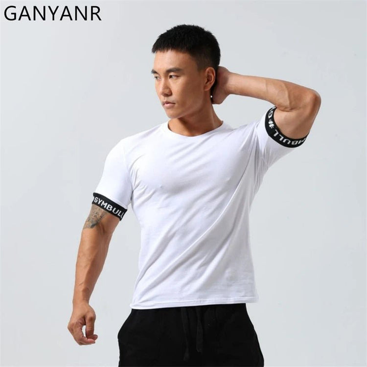 GANYANR Active Wear Men Running T-shirt Fitness Sportswear Short Sleeve Gym Bodybuilding Sports Jogging Training Yoga Dry Fit from NAPSA - 