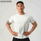 GANYANR Active Wear Men Running T-shirt Fitness Sportswear Short Sleeve Gym Bodybuilding Sports Jogging Training Yoga Dry Fit from NAPSA - 