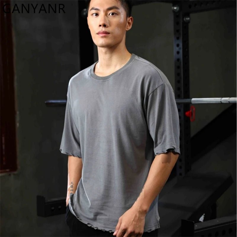 GANYANR Active Wear Men Running T-shirt Fitness Sportswear Short Sleeve Gym Bodybuilding Sports Jogging Training Yoga Dry Fit from NAPSA - 