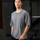 GANYANR Active Wear Men Running T-shirt Fitness Sportswear Short Sleeve Gym Bodybuilding Sports Jogging Training Yoga Dry Fit from NAPSA - 