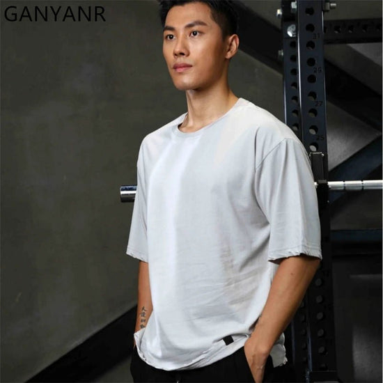 GANYANR Active Wear Men Running T-shirt Fitness Sportswear Short Sleeve Gym Bodybuilding Sports Jogging Training Yoga Dry Fit from NAPSA - 