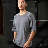 GANYANR Active Wear Men Running T-shirt Fitness Sportswear Short Sleeve Gym Bodybuilding Sports Jogging Training Yoga Dry Fit from NAPSA - 