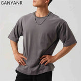 GANYANR Active Wear Men Running T-shirt Fitness Sportswear Short Sleeve Gym Bodybuilding Sports Jogging Training Yoga Dry Fit from NAPSA - 