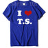 I Love TS T-Shirt Funny Letters Printed Graphic Tee Tops Summer Fashion Short Sleeve Blouses Gifts Cool Street I - Heart - TS Outfit from NAPSA - 