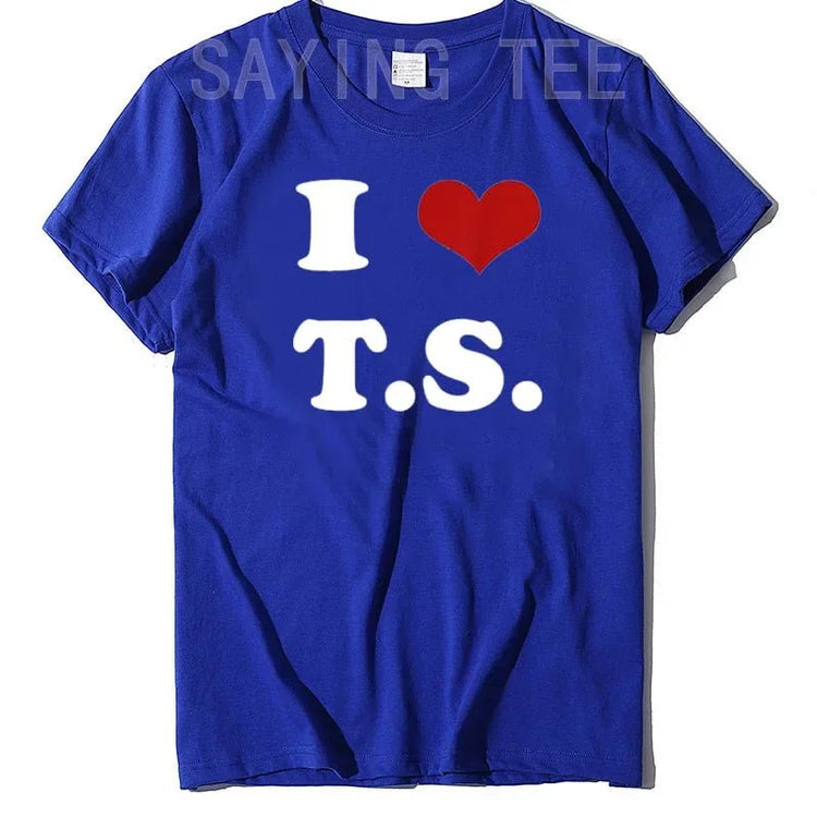 I Love TS T-Shirt Funny Letters Printed Graphic Tee Tops Summer Fashion Short Sleeve Blouses Gifts Cool Street I - Heart - TS Outfit from NAPSA - 