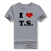 I Love TS T-Shirt Funny Letters Printed Graphic Tee Tops Summer Fashion Short Sleeve Blouses Gifts Cool Street I - Heart - TS Outfit from NAPSA - 