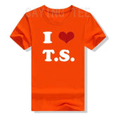 I Love TS T-Shirt Funny Letters Printed Graphic Tee Tops Summer Fashion Short Sleeve Blouses Gifts Cool Street I - Heart - TS Outfit from NAPSA - 