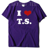 I Love TS T-Shirt Funny Letters Printed Graphic Tee Tops Summer Fashion Short Sleeve Blouses Gifts Cool Street I - Heart - TS Outfit from NAPSA - 