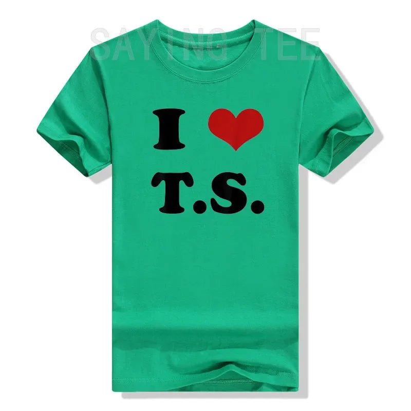 I Love TS T-Shirt Funny Letters Printed Graphic Tee Tops Summer Fashion Short Sleeve Blouses Gifts Cool Street I - Heart - TS Outfit from NAPSA - 