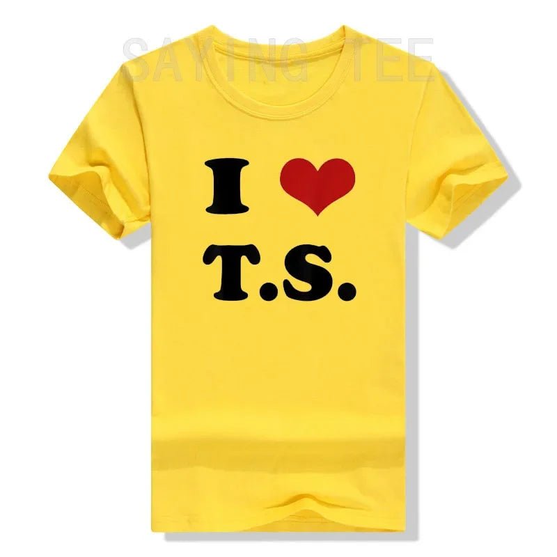 I Love TS T-Shirt Funny Letters Printed Graphic Tee Tops Summer Fashion Short Sleeve Blouses Gifts Cool Street I - Heart - TS Outfit from NAPSA - 