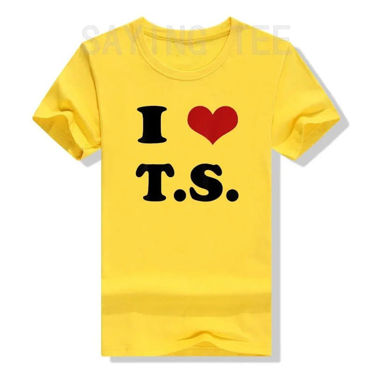 I Love TS T-Shirt Funny Letters Printed Graphic Tee Tops Summer Fashion Short Sleeve Blouses Gifts Cool Street I - Heart - TS Outfit from NAPSA - 