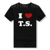 I Love TS T-Shirt Funny Letters Printed Graphic Tee Tops Summer Fashion Short Sleeve Blouses Gifts Cool Street I - Heart - TS Outfit from NAPSA - 