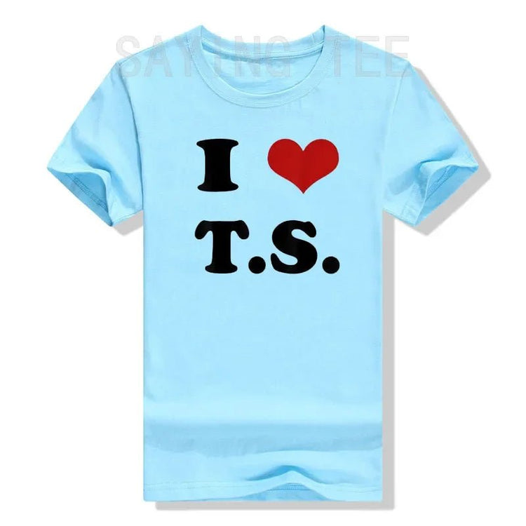I Love TS T-Shirt Funny Letters Printed Graphic Tee Tops Summer Fashion Short Sleeve Blouses Gifts Cool Street I - Heart - TS Outfit from NAPSA - 