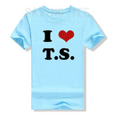 I Love TS T-Shirt Funny Letters Printed Graphic Tee Tops Summer Fashion Short Sleeve Blouses Gifts Cool Street I - Heart - TS Outfit from NAPSA - 