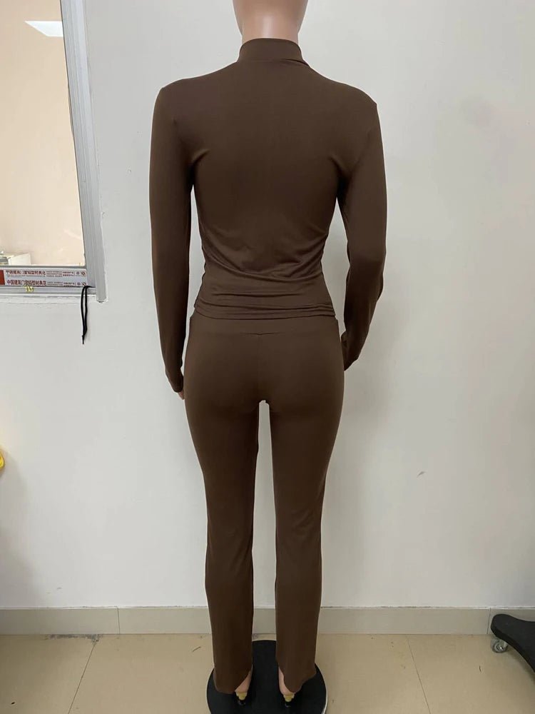 Loungewear Tracksuits Womens 2 Two Piece Set Activewear Full Sleeve Zip up Crop Top and High Waist Slim Long Pants Sets Outfit from NAPSA - 