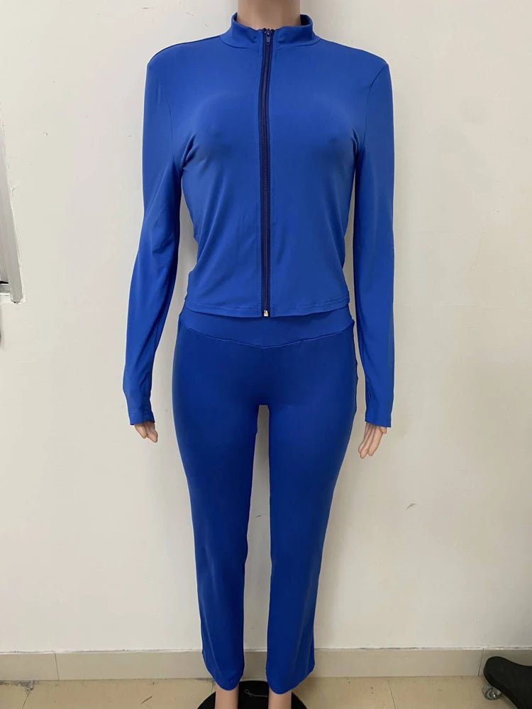 Loungewear Tracksuits Womens 2 Two Piece Set Activewear Full Sleeve Zip up Crop Top and High Waist Slim Long Pants Sets Outfit from NAPSA - 