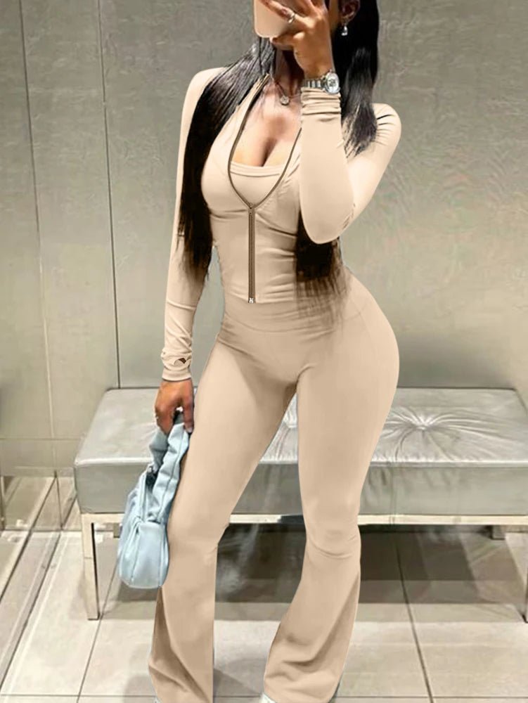 Loungewear Tracksuits Womens 2 Two Piece Set Activewear Full Sleeve Zip up Crop Top and High Waist Slim Long Pants Sets Outfit from NAPSA - 
