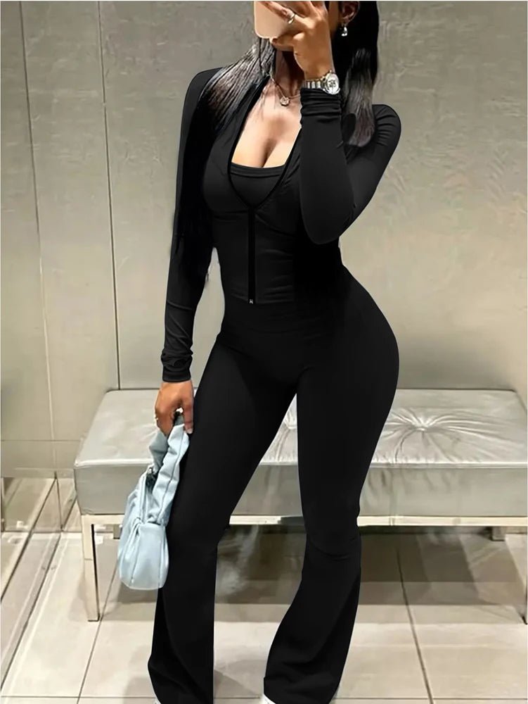 Loungewear Tracksuits Womens 2 Two Piece Set Activewear Full Sleeve Zip up Crop Top and High Waist Slim Long Pants Sets Outfit from NAPSA - 