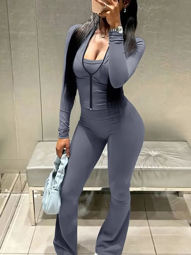 Loungewear Tracksuits Womens 2 Two Piece Set Activewear Full Sleeve Zip up Crop Top and High Waist Slim Long Pants Sets Outfit from NAPSA - 